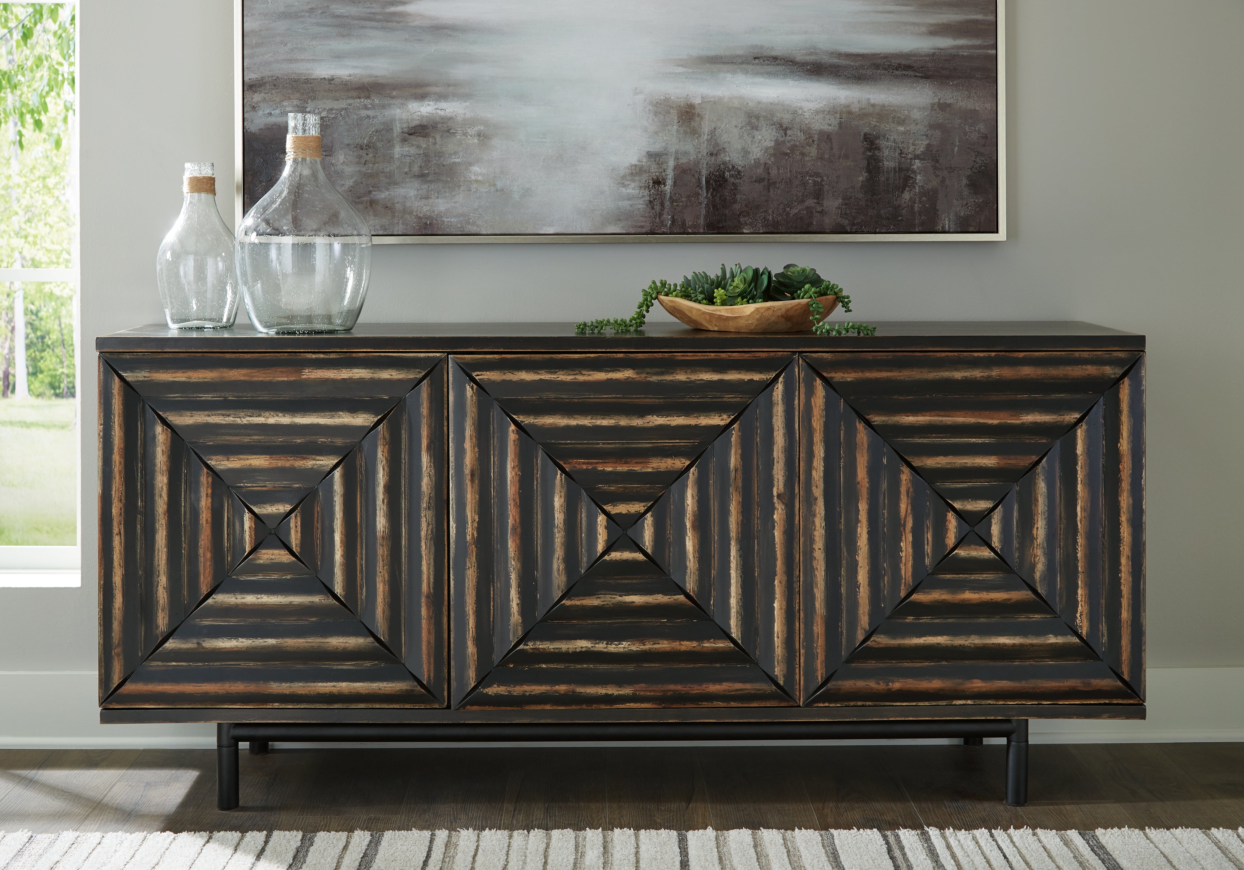 Family Deals Furniture - Ashley Furniture - Fair Ridge Accent Cabinet - Accent Cabinet / Distressed Black - A4000573