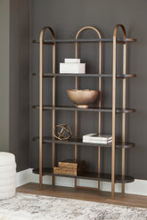 Family Deals Furniture - Ashley Furniture - Brentmour Bookcase - Bookcase / Brown/Gold Finish - A4000589