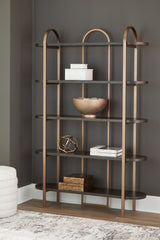 Family Deals Furniture - Ashley Furniture - Brentmour Bookcase - Bookcase / Brown/Gold Finish - A4000589