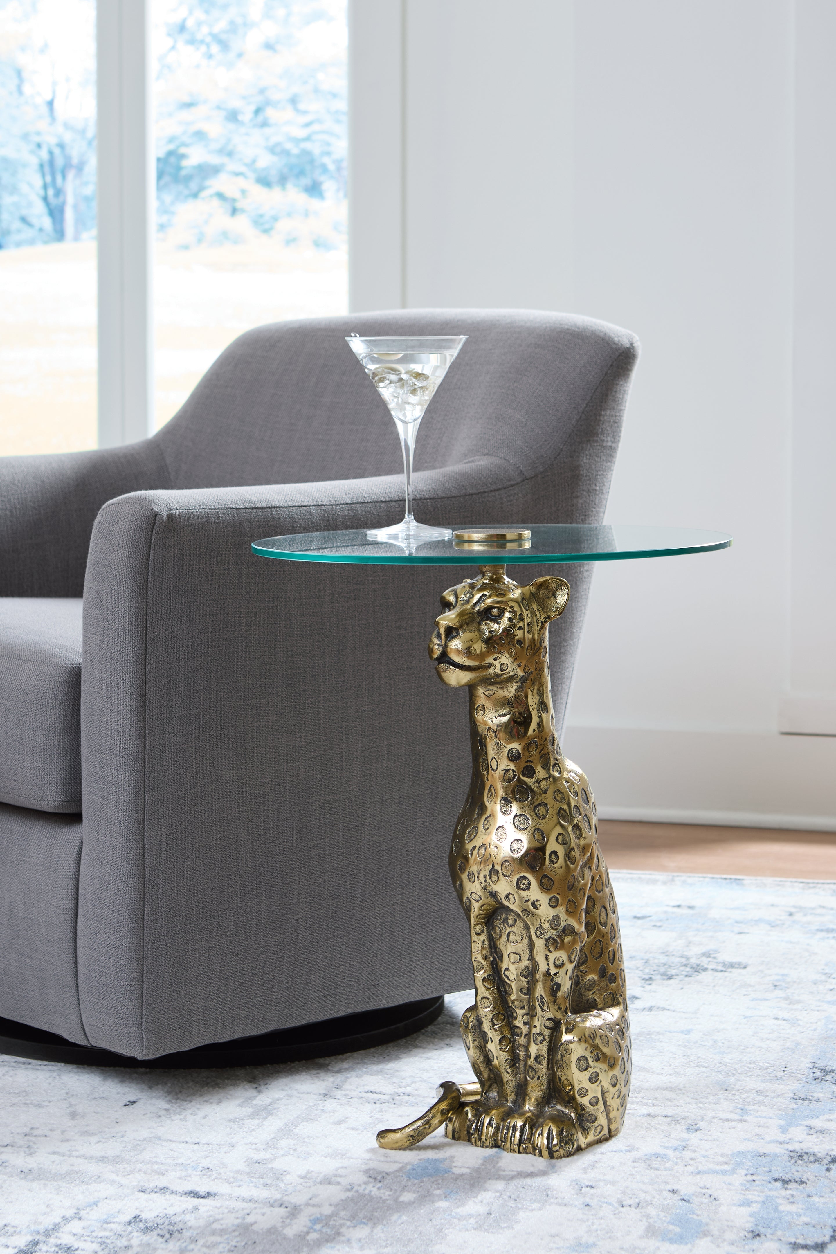 Family Deals Furniture - Ashley Furniture - Vallain Accent Table - Accent Table / Antique Gold Finish - A4000605