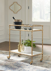 Family Deals Furniture - Ashley Furniture - Plattfield Bar Cart - Bar Cart / Antique Gold Finish - A4000625