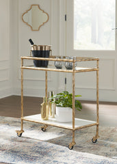 Family Deals Furniture - Ashley Furniture - Plattfield Bar Cart - Bar Cart / Antique Gold Finish - A4000625