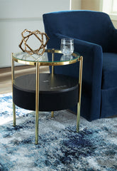 Family Deals Furniture - Ashley Furniture - Nedman Accent Table with Speaker - Accent Table with Speaker / Black/Gold Finish - A4000669