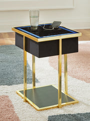 Family Deals Furniture - Ashley Furniture - Rexwell Accent Table with Speaker - Accent Table with Speaker / Black/Gold Finish - A4000681