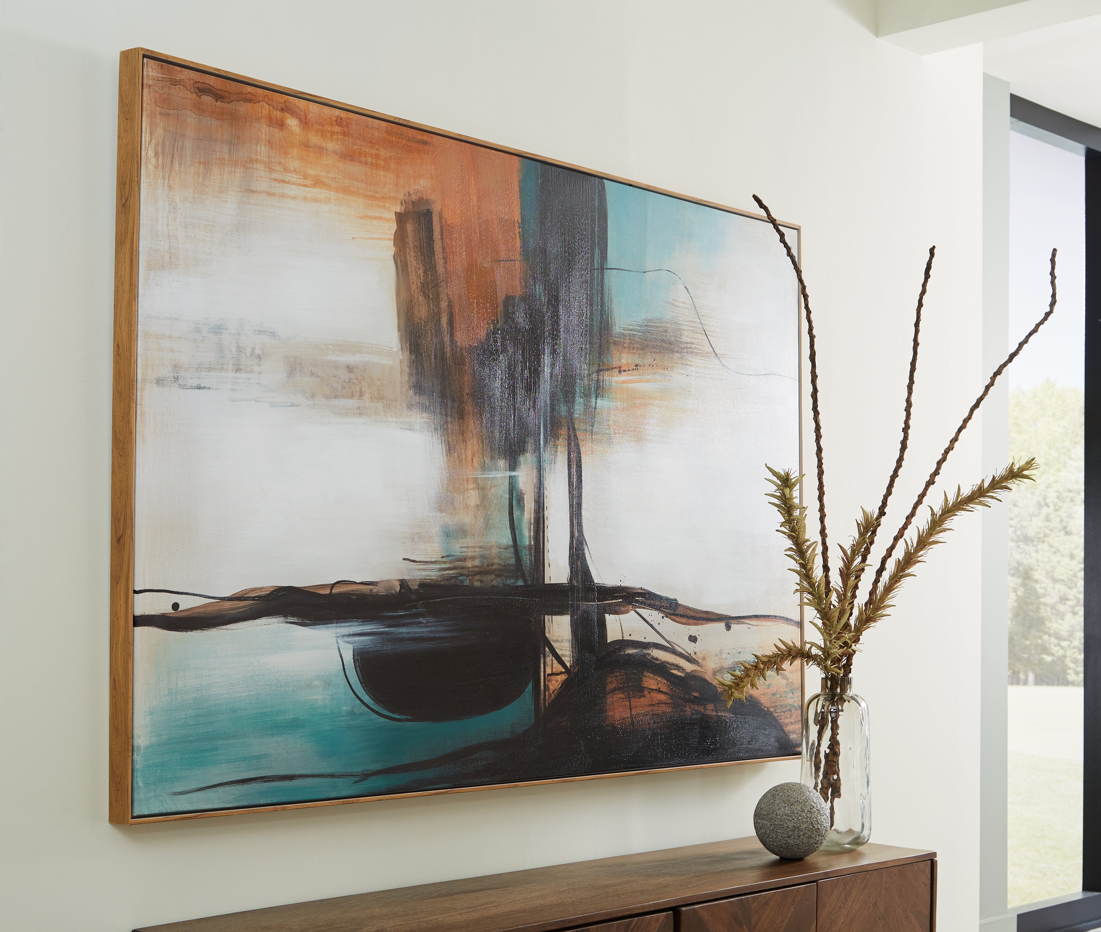 Family Deals Furniture - Ashley Furniture - Brunonia Wall Decor - Wall Art / Teal/Orange/Black - A8000337