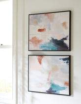 Family Deals Furniture - Ashley Furniture - Caldish Wall Decor - Wall Art Set (Set of 2) / Blue/White/Pink - A8000415