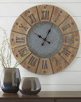 Family Deals Furniture - Ashley Furniture - Payson Wall Decor - Wall Clock / Antique Gray/Natural - A8010076