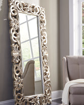 Family Deals Furniture - Ashley Furniture - Lucia Mirror - Floor Mirror / Antique Silver Finish - A8010123