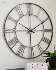 Family Deals Furniture - Ashley Furniture - Paquita Wall Decor - Wall Clock / Antique Silver - A8010237