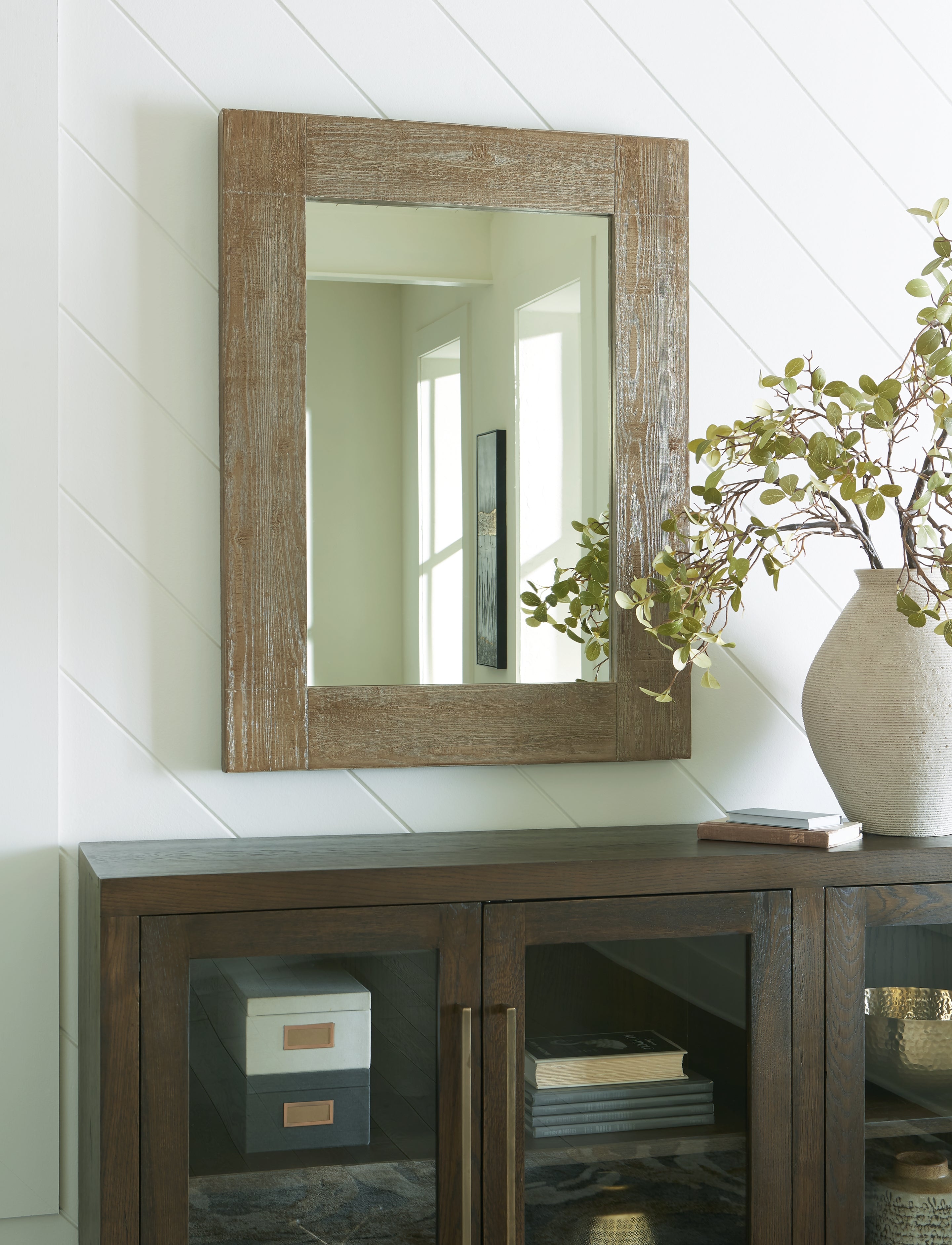 Family Deals Furniture - Ashley Furniture - Waltleigh Mirror - Floor Mirror / Distressed Brown - A8010278