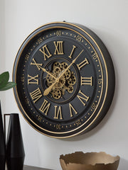 Family Deals Furniture - Ashley Furniture - Dairton Wall Decor - Wall Clock / Black/Gold Finish - A8010385