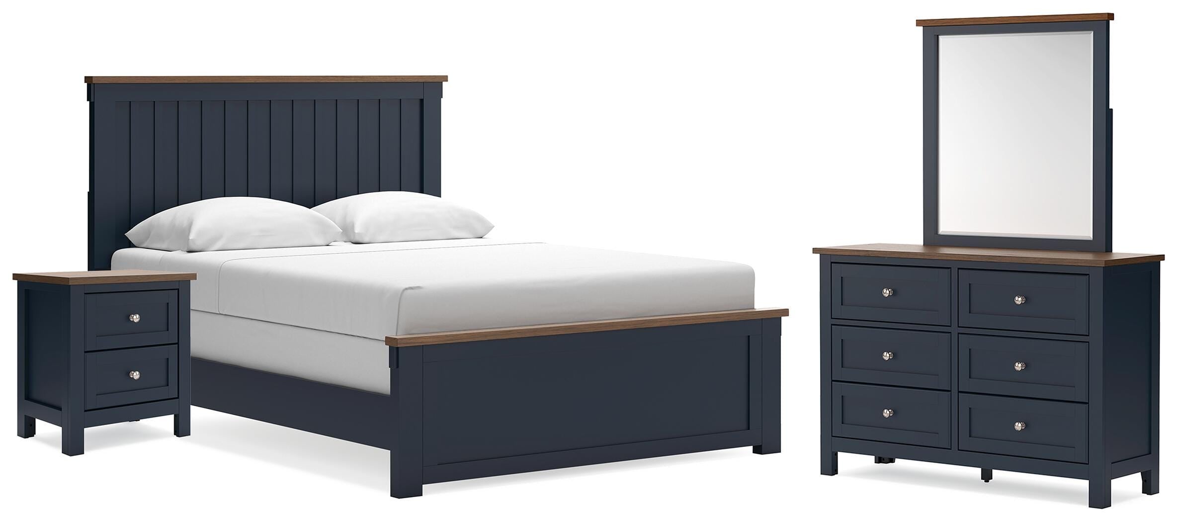 Family Deals Furniture - Ashley Furniture - Landocken Queen Panel Bed, Dresser, Mirror and Nightstand - Queen Panel Bed, Dresser, Mirror and Nightstand - B414B18
