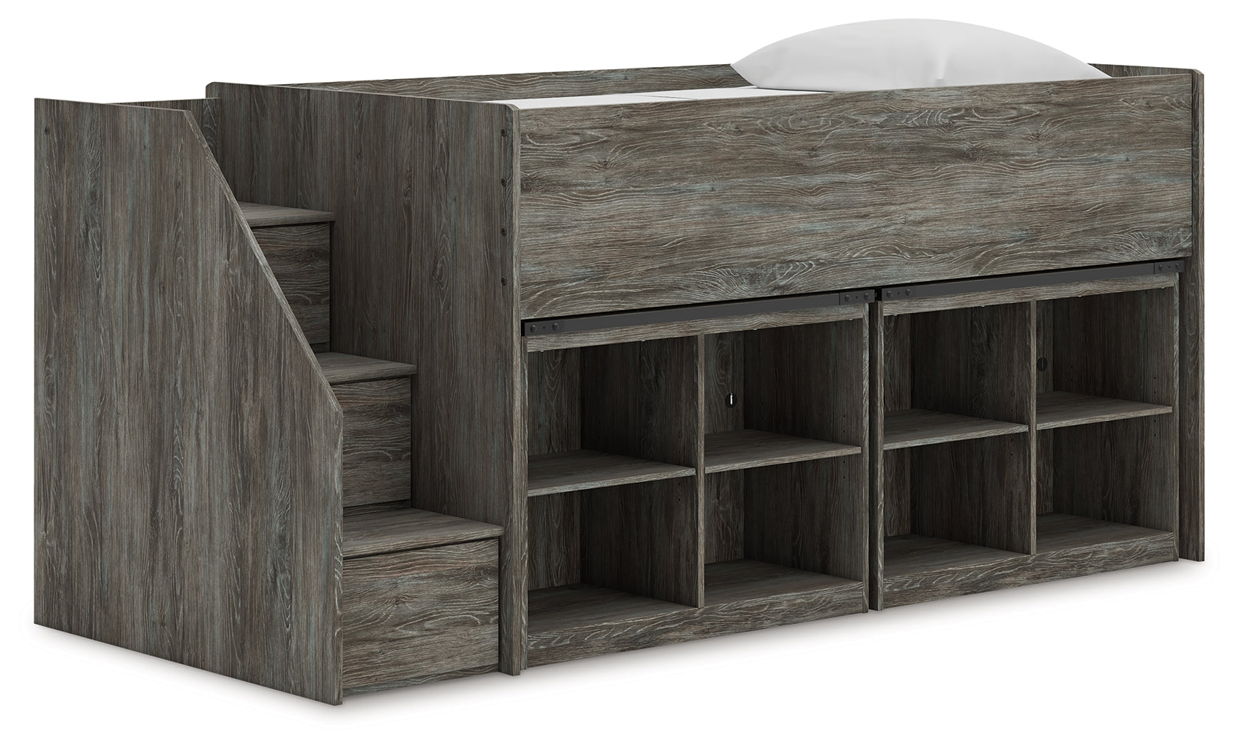 Family Deals Furniture - Ashley Furniture - Frandern Twin Loft Bed with Bookcase Storage - Twin Loft Bed with Bookcase Storage / Warm Gray - B4480B25