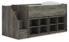 Family Deals Furniture - Ashley Furniture - Frandern Twin Loft Bed with Bookcase Storage - Twin Loft Bed with Bookcase Storage / Warm Gray - B4480B25