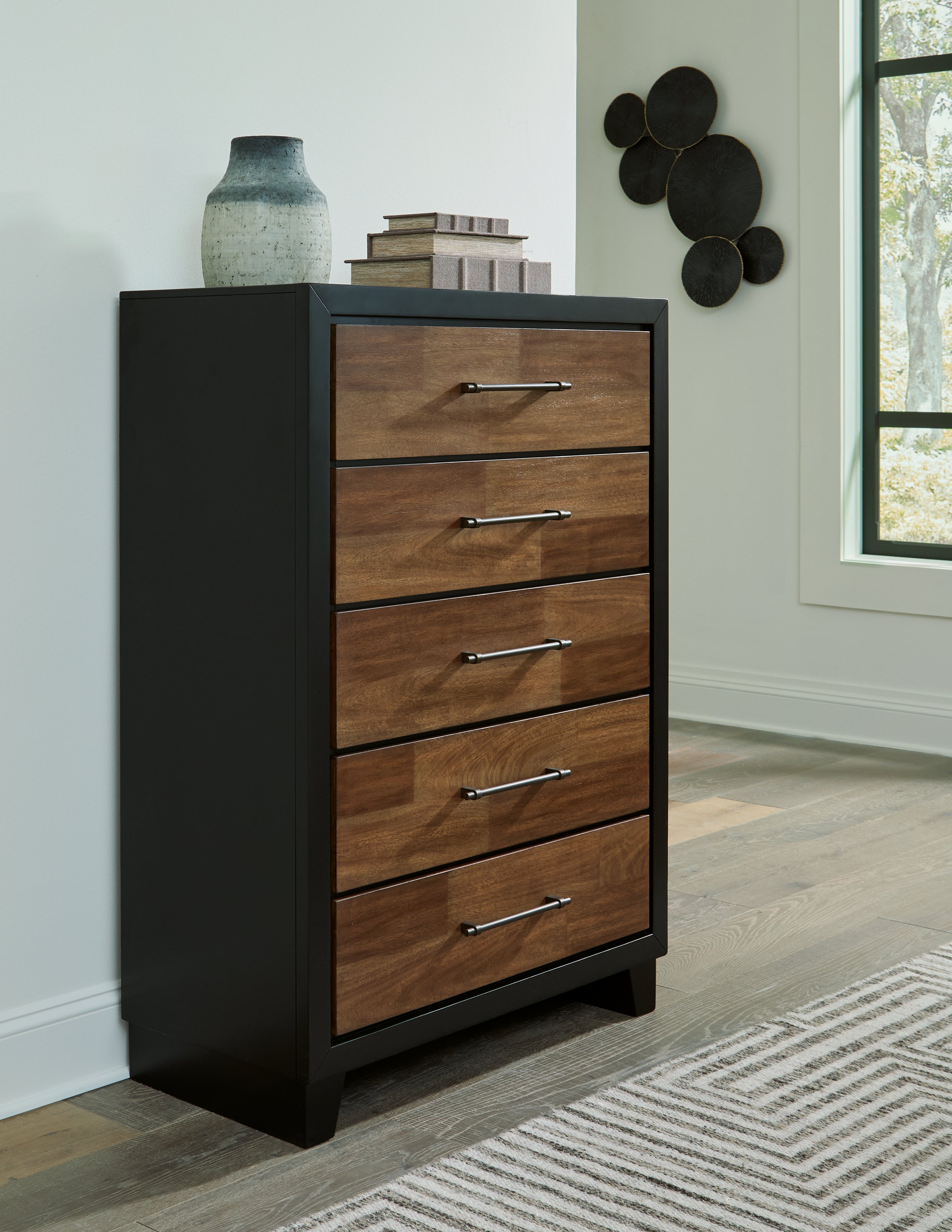 Family Deals Furniture - Ashley Furniture - Kraeburn Bedroom - Two Drawer Night Stand / Brown/Black - B496-92