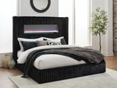 Family Deals Furniture - Ashley Furniture - Tayleena Bedroom - King Upholstered Bed with Fireplace and Wireless Audio - PCB620B2