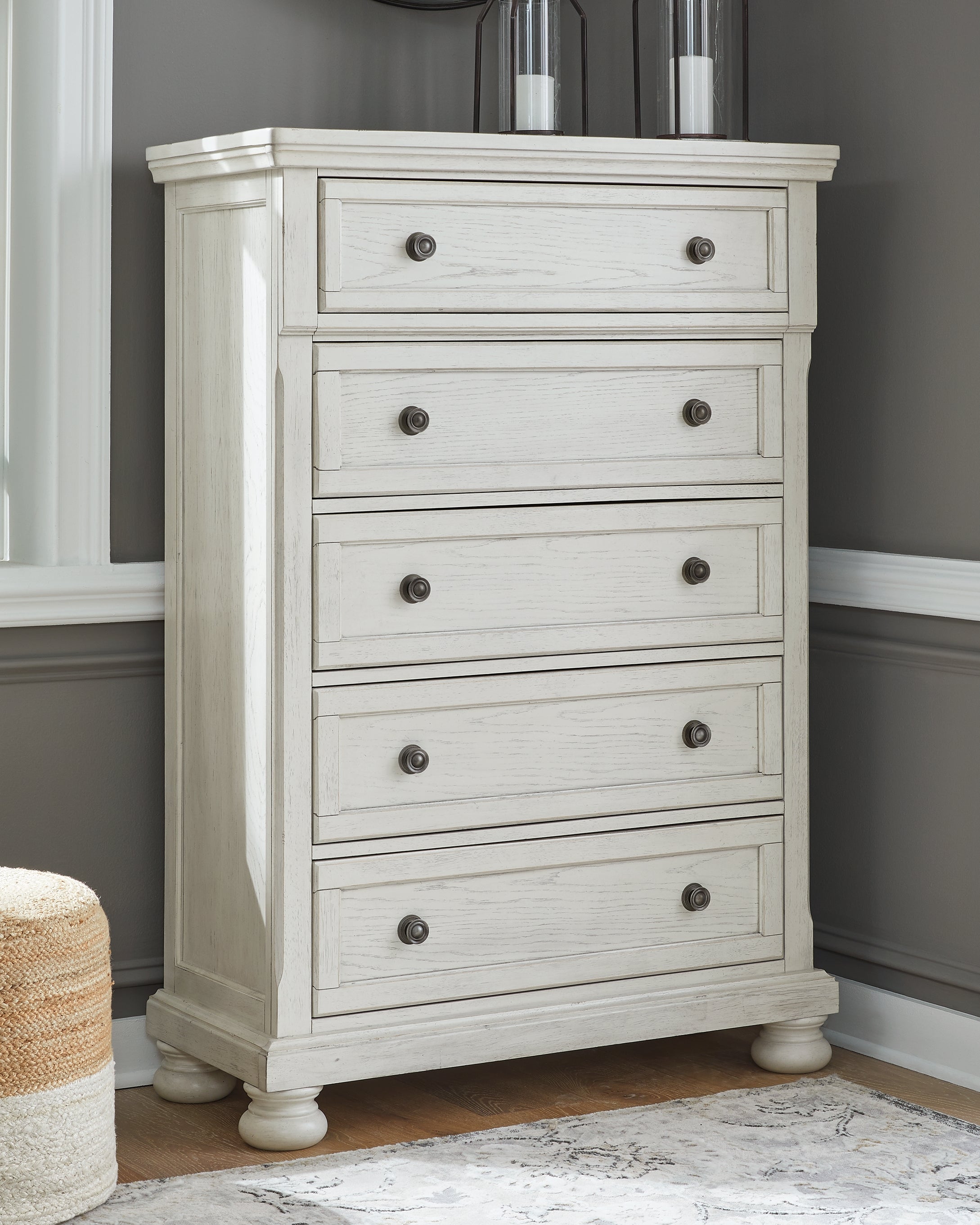 Family Deals Furniture - Ashley Furniture - Robbinsdale Bedroom - King Panel Storage Bed / Antique White - B742B25