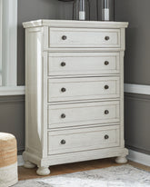 Family Deals Furniture - Ashley Furniture - Robbinsdale Bedroom - King Panel Storage Bed / Antique White - B742B25
