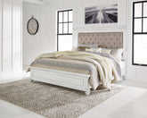 Family Deals Furniture - Ashley Furniture - Kanwyn Bedroom - Queen Panel Bed with Storage Bench / Whitewash - B777B6