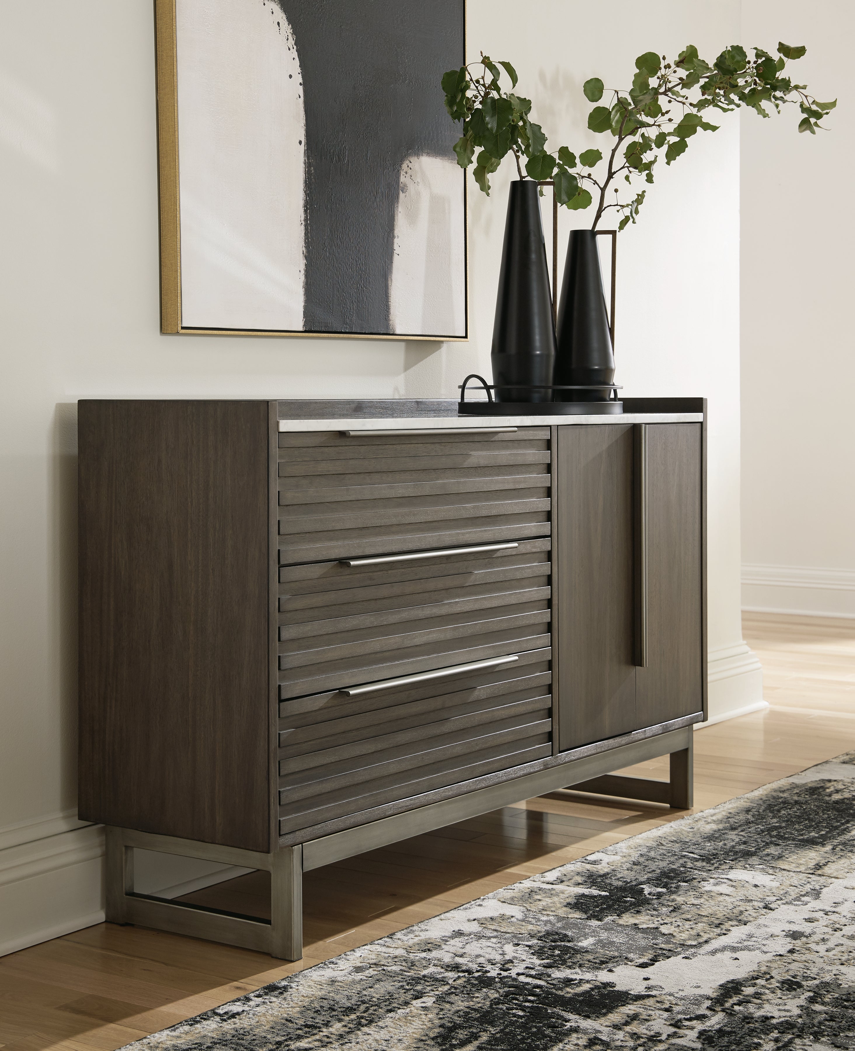 Family Deals Furniture - Ashley Furniture - Arkenton Bedroom - Two Drawer Night Stand / Grayish Brown/White - B786-92
