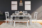 Family Deals Furniture - Ashley Furniture - Stonehollow Dining Room - RECT DRM Table Set (6/CN) / White/Gray - D382-325