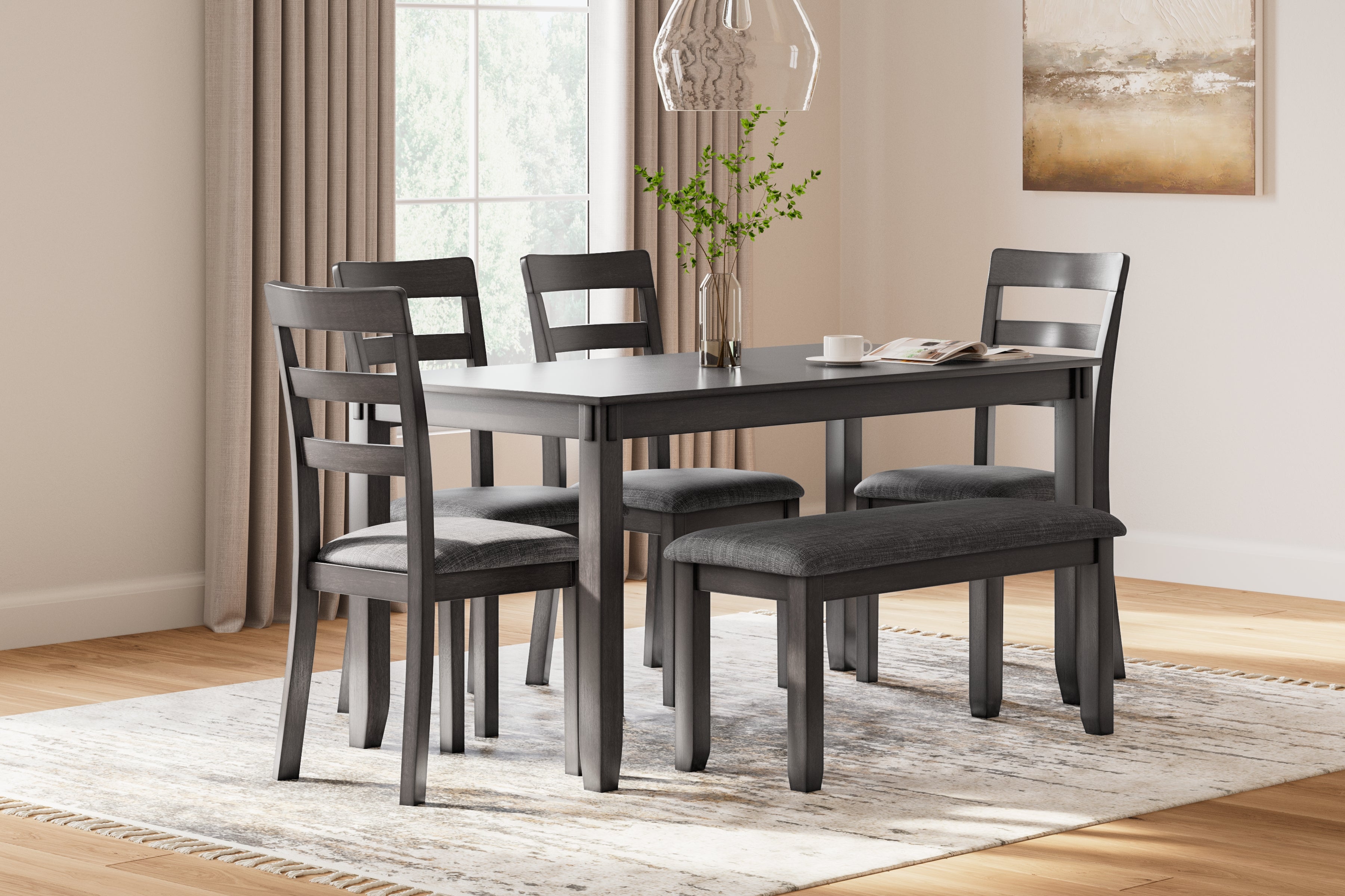 Family Deals Furniture - Ashley Furniture - Bridson Dining Room - RECT DRM Table Set (6/CN) / Gray - D383-325