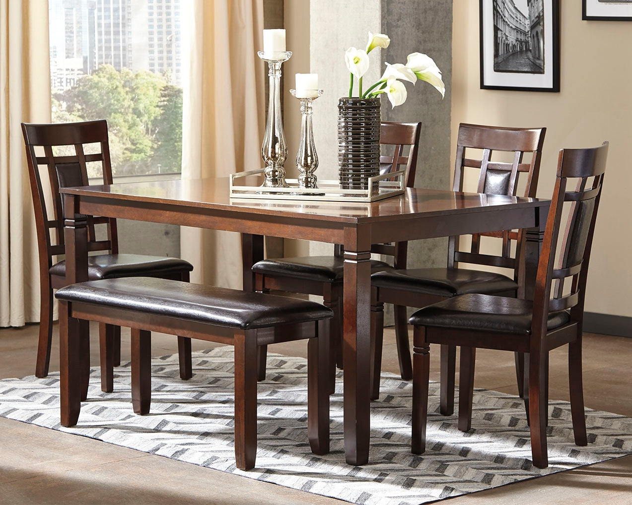 Family Deals Furniture - Ashley Furniture - Bennox Dining Room - DRM Counter Table Set (5/CN) / Brown - D384-223