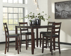 Family Deals Furniture - Ashley Furniture - Coviar Dining Room - DRM Counter Table Set (5/CN) / Brown - D385-223