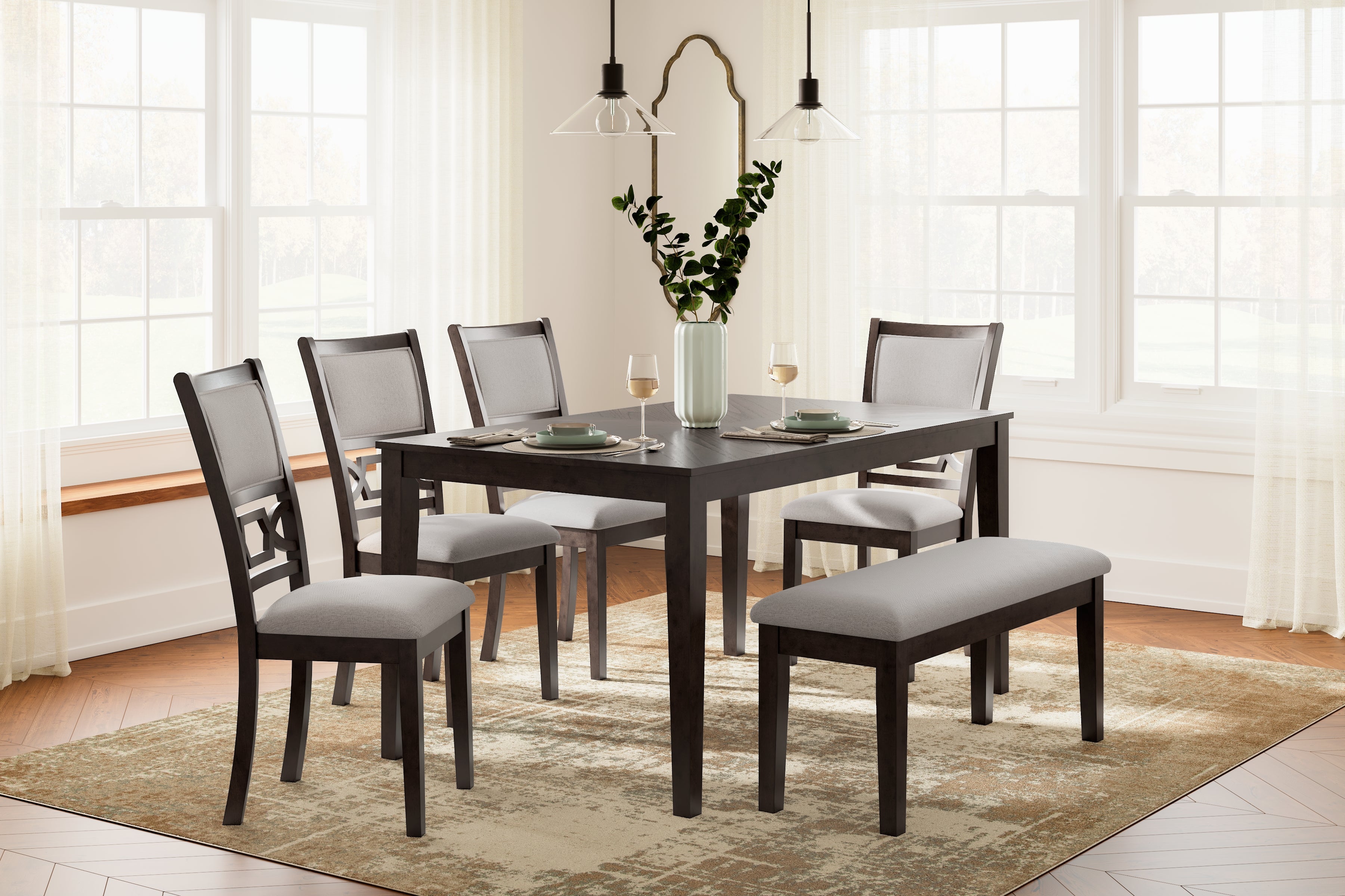 Family Deals Furniture - Ashley Furniture - Langwest Dining Room - Dining Room Table Set (6/CN) / Brown - D422-325
