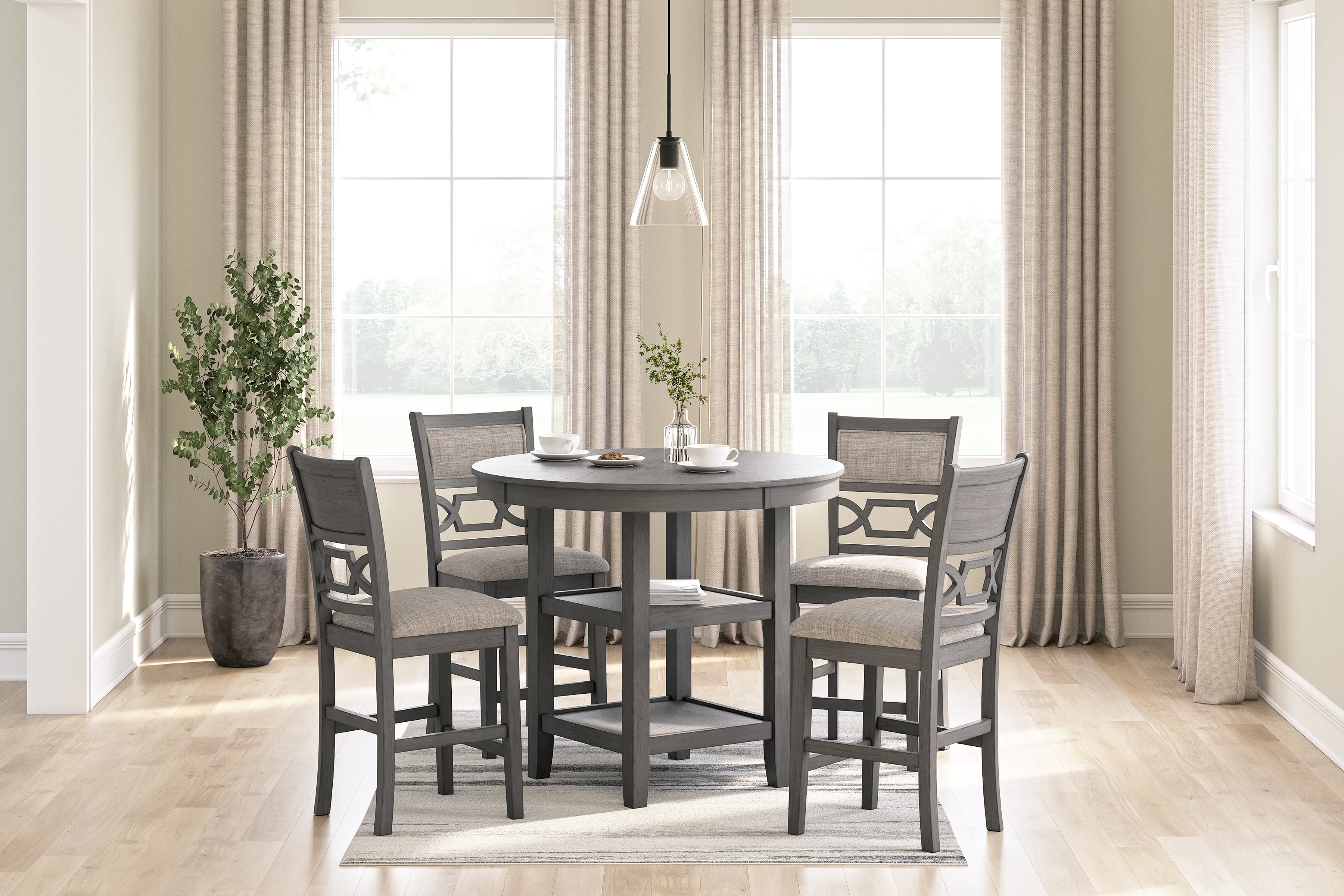 Family Deals Furniture - Ashley Furniture - Wrenning Dining Room - Dining Room Table Set (6/CN) / Gray - D425-325
