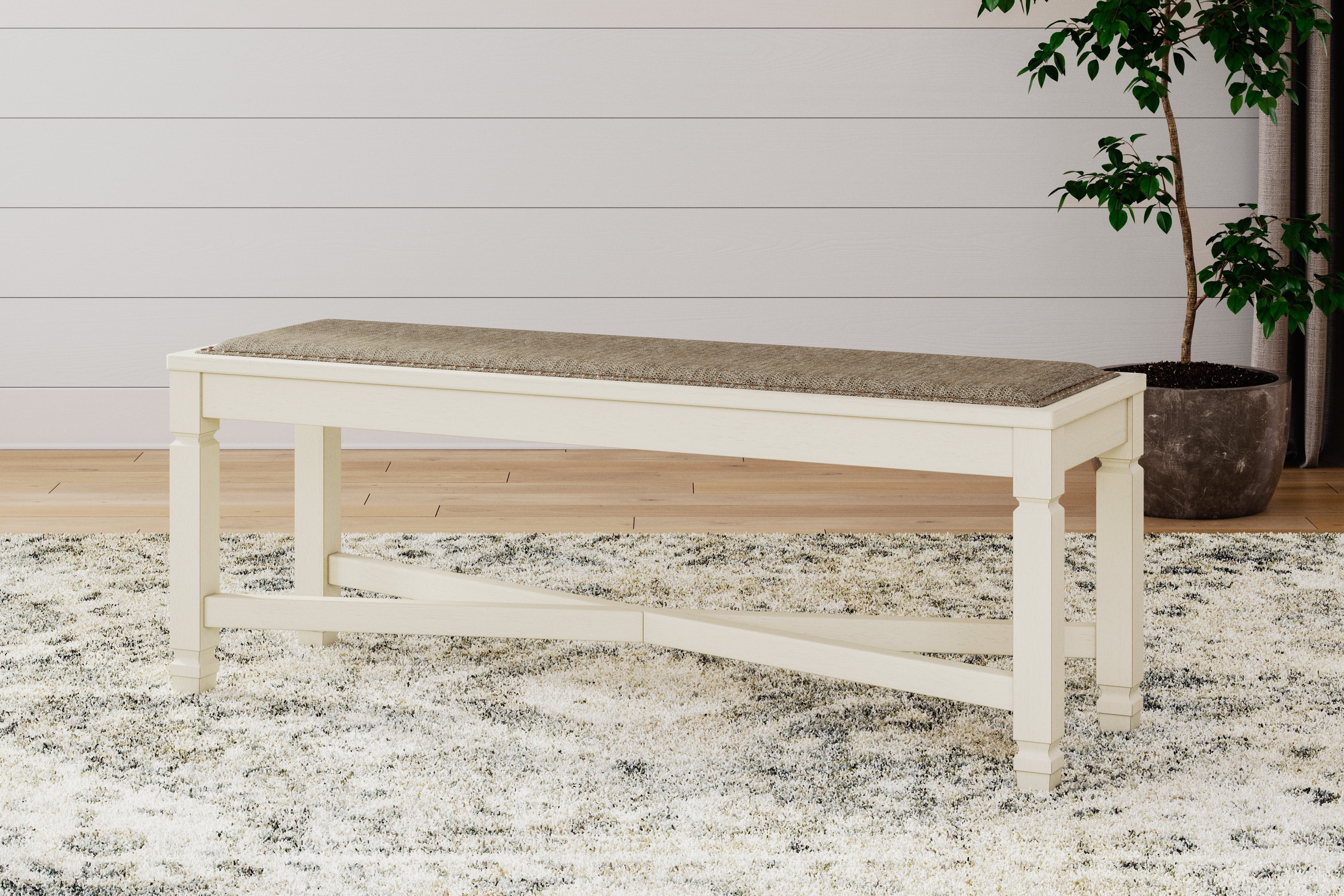 Family Deals Furniture - Ashley Furniture - Bolanburg Dining Bench - Large UPH Dining Room Bench / Two-tone / 50"W x 15"D x 20"H - D647-00