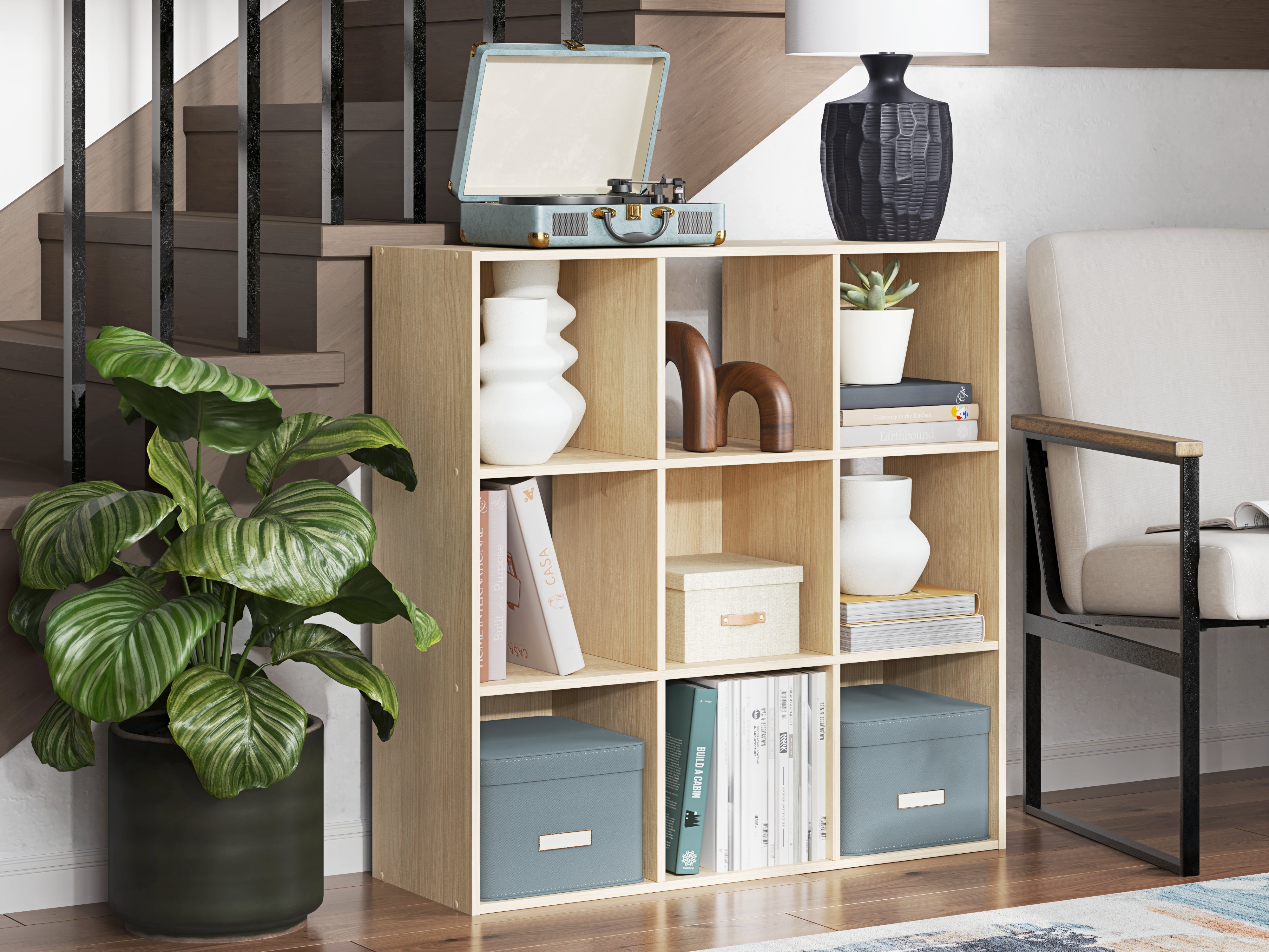Family Deals Furniture - Ashley Furniture - Piperton Nine Cube Organizer - Nine Cube Organizer / Charcoal - EA5514-3X3