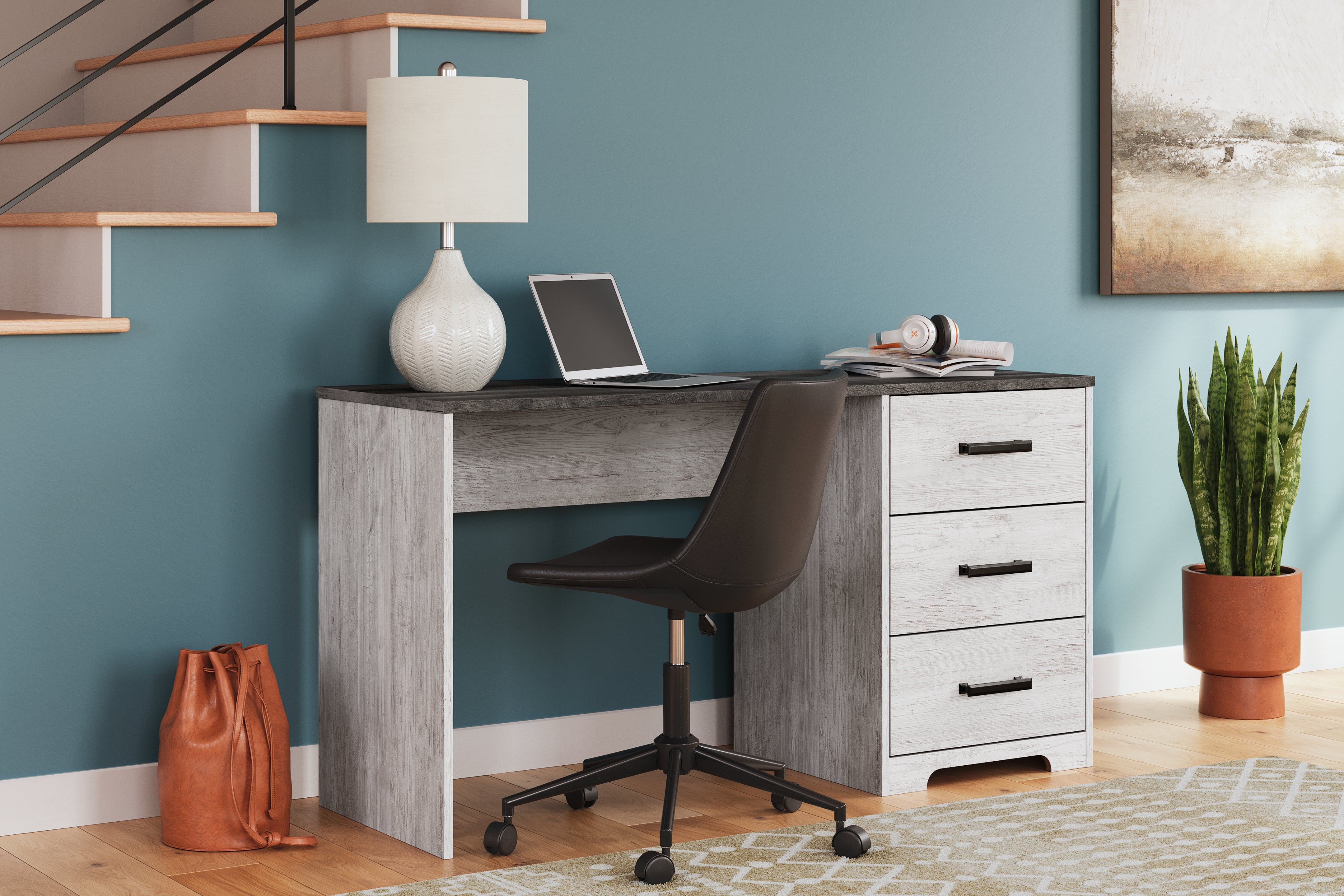 Family Deals Furniture - Ashley Furniture - Shawburn Office Desk - Home Office Desk / White/Dark Charcoal Gray - H4121-34