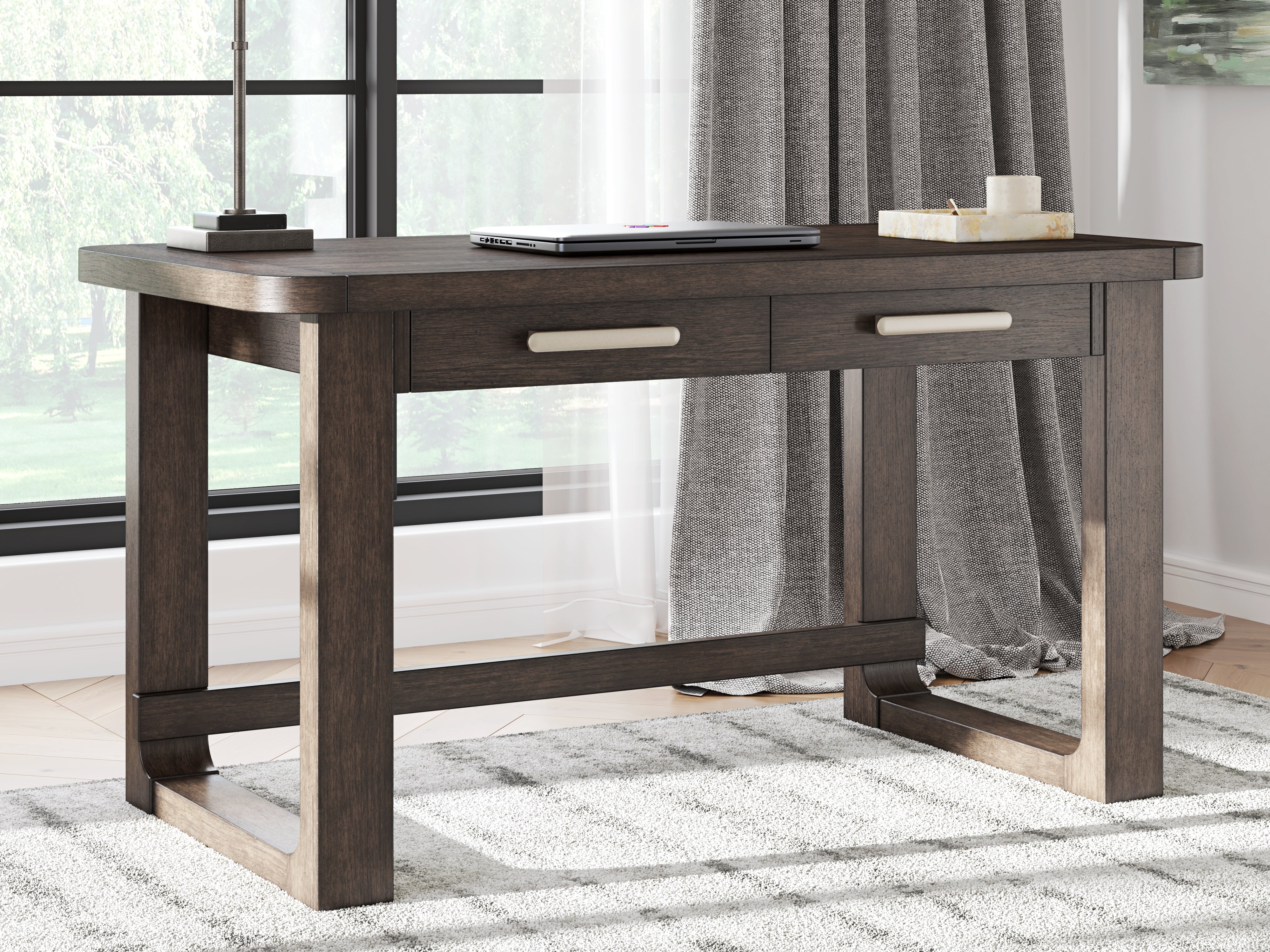 Family Deals Furniture - Ashley Furniture - Breckington Office Desk - Home Office Desk / Dark Brown - H556-44