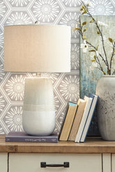 Family Deals Furniture - Ashley Furniture - Shavon Lighting - Table Lamp (Set of 2) / Beige/White - L100724X2