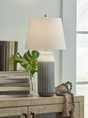 Family Deals Furniture - Ashley Furniture - Afener Lighting - Ceramic Table Lamp (Set of 2) / Blue/Beige - L177984