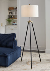 Family Deals Furniture - Ashley Furniture - Cashner Lighting - Metal Floor Lamp (1/CN) / Black/Gold Finish - L206101
