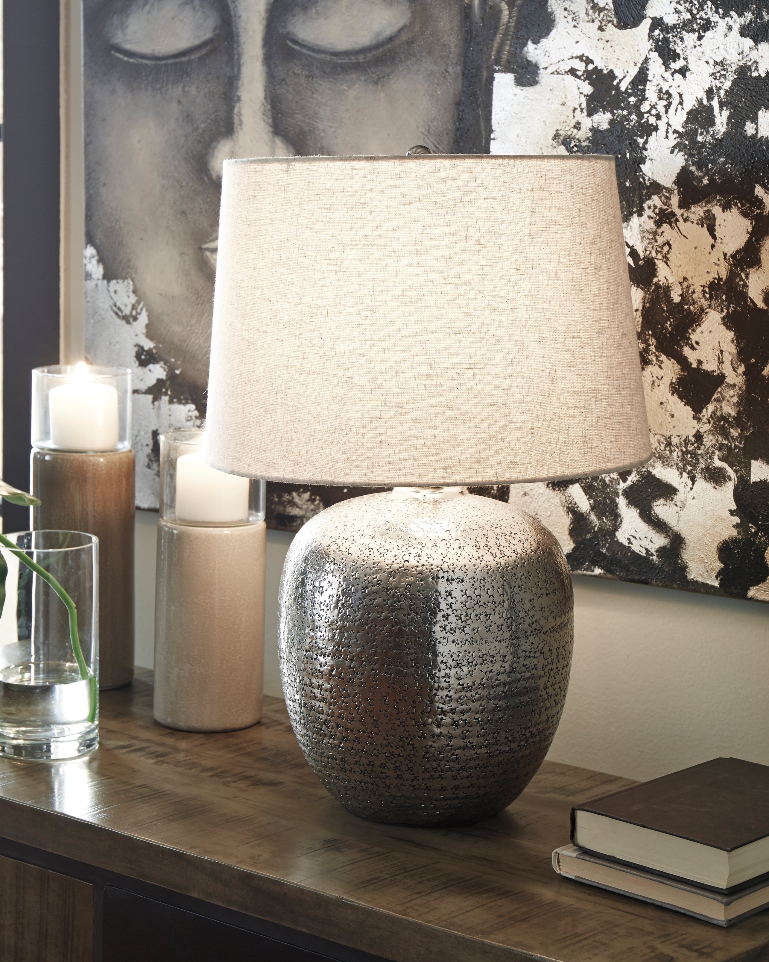 Family Deals Furniture - Ashley Furniture - Magalie Lighting - Table Lamp (Set of 2) / Antique Silver Finish - L207314X2