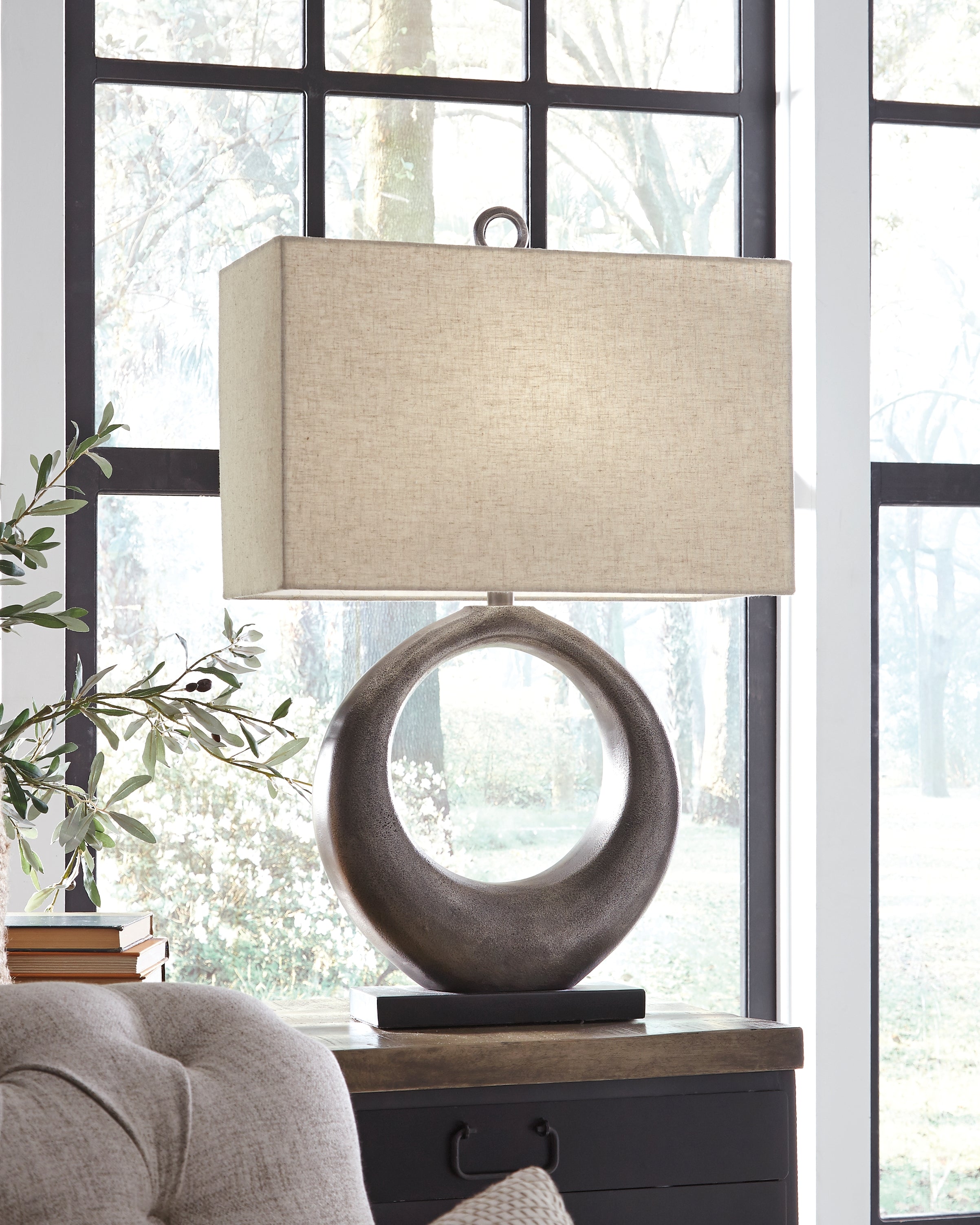 Family Deals Furniture - Ashley Furniture - Saria Lighting - Table Lamp (Set of 2) / Antique Silver Finish - L207394X2