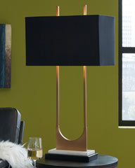 Family Deals Furniture - Ashley Furniture - Malana Lighting - Table Lamp (Set of 2) / Brass Finish - L208254X2