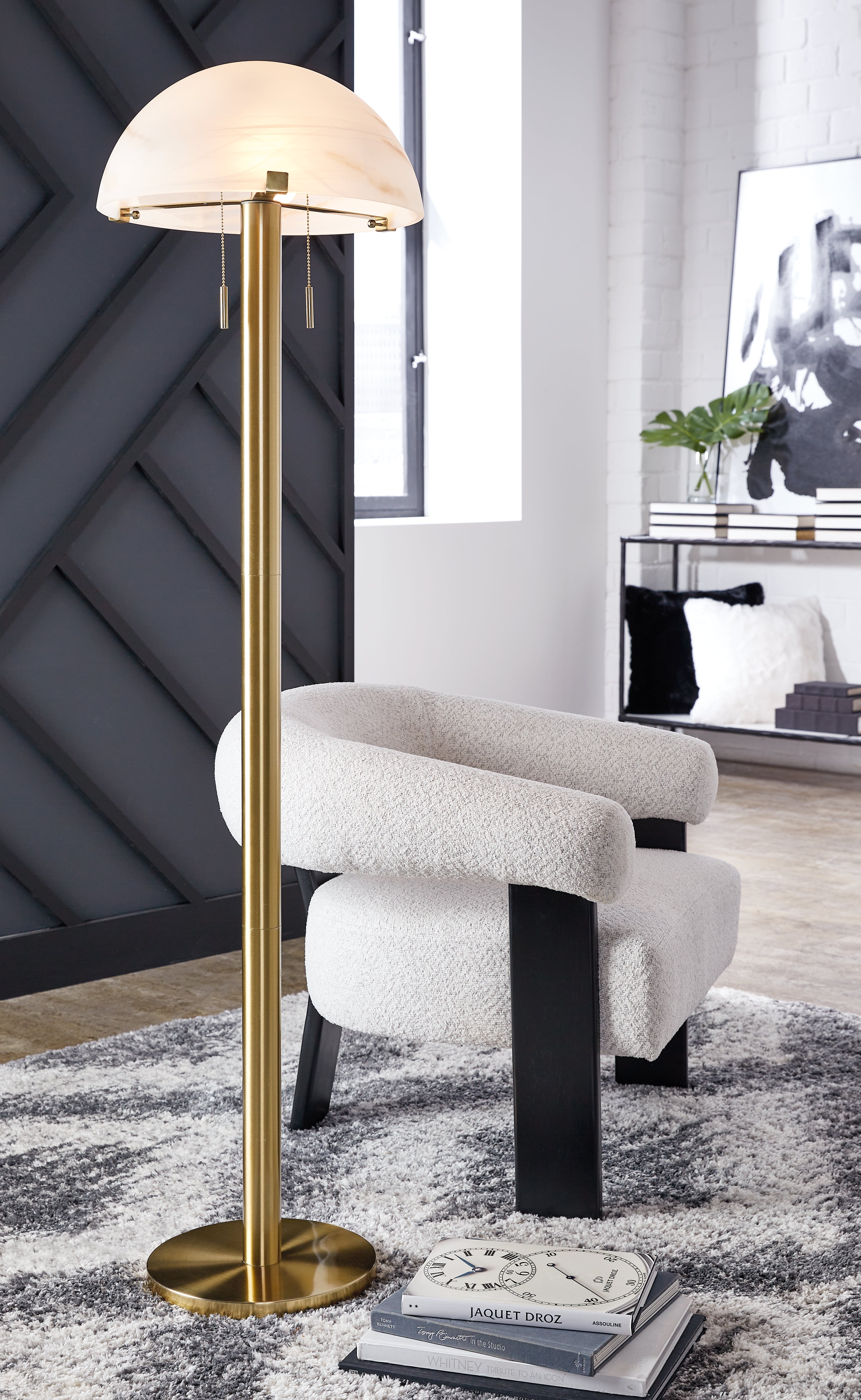 Family Deals Furniture - Ashley Furniture - Tobbinsen Lighting - Metal Floor Lamp (1/CN) / Brass Finish - L208421