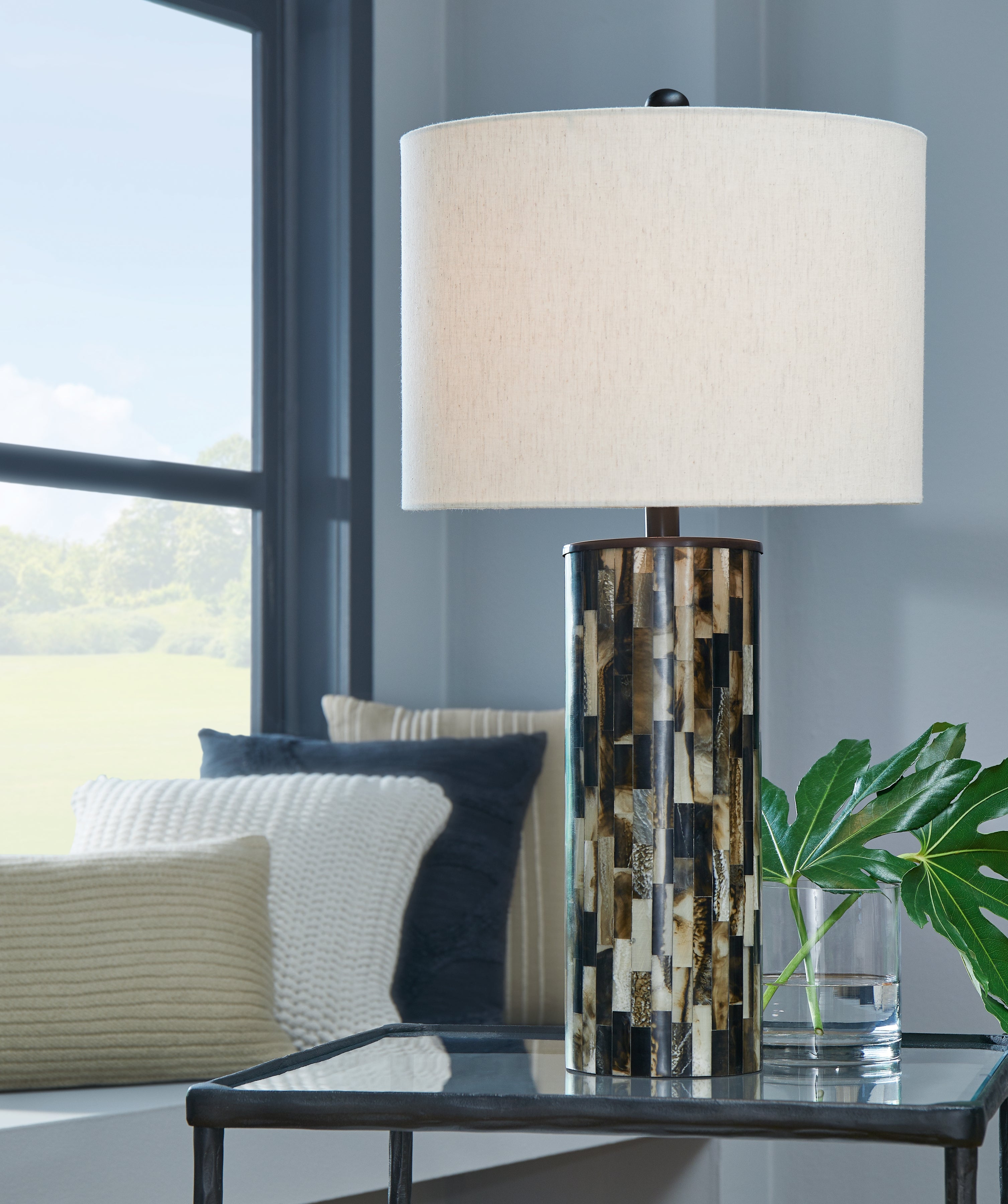 Family Deals Furniture - Ashley Furniture - Ellford Lighting - Table Lamp (Set of 2) / Black/Brown/Cream - L235684X2