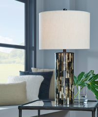 Family Deals Furniture - Ashley Furniture - Ellford Lighting - Table Lamp (Set of 2) / Black/Brown/Cream - L235684X2