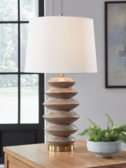 Family Deals Furniture - Ashley Furniture - Jyllyard Lighting - Poly Table Lamp (1/CN) / Brown/Gold Finish - L235944