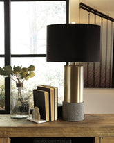 Family Deals Furniture - Ashley Furniture - Jacek Lighting - Metal Table Lamp (Set of 2) / Gray/Brass Finish - L243164