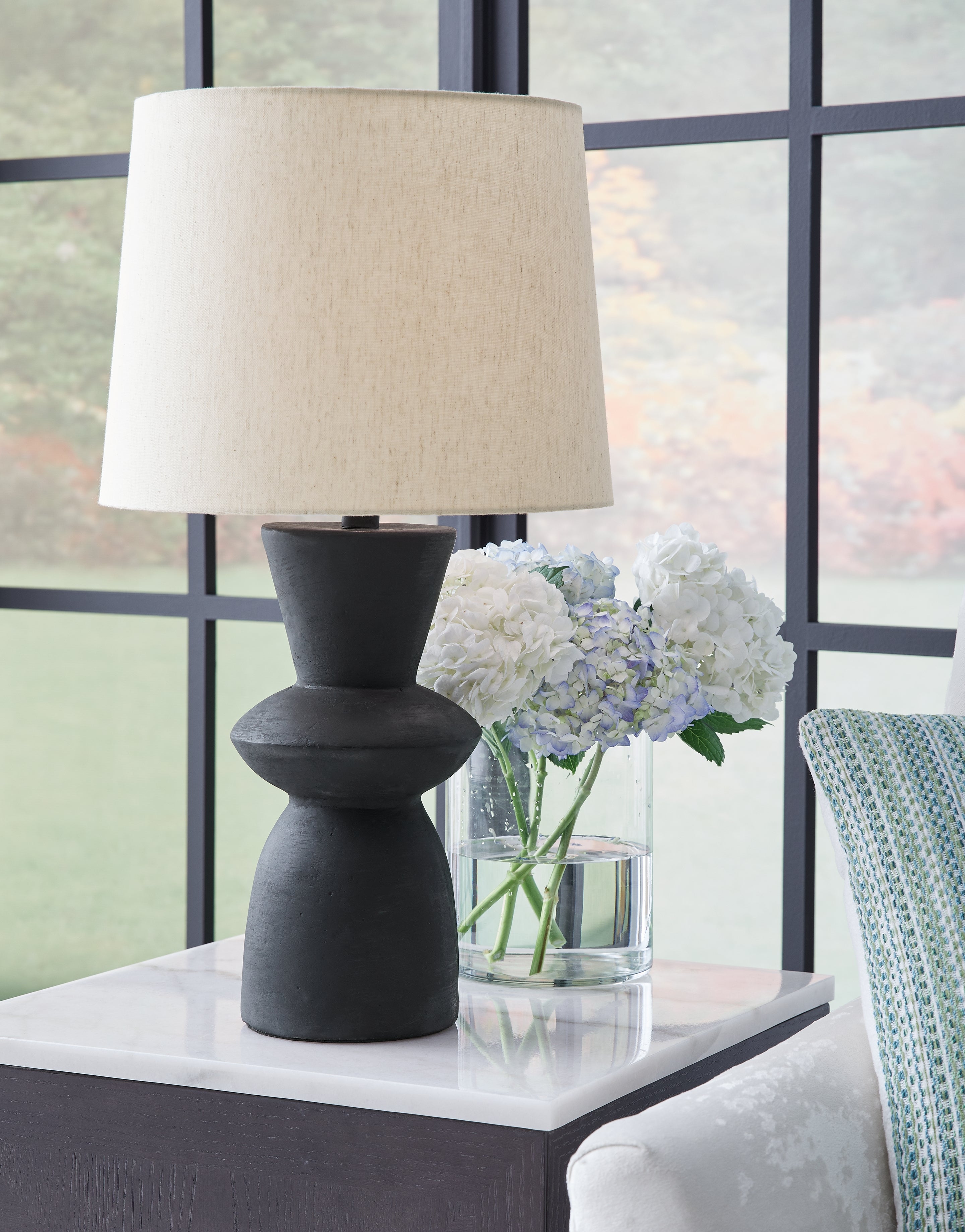 Family Deals Furniture - Ashley Furniture - Scarbot Lighting - Paper Table Lamp (Set of 2) / Distressed Black - L243354