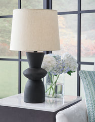 Family Deals Furniture - Ashley Furniture - Scarbot Lighting - Paper Table Lamp (Set of 2) / Distressed Black - L243354