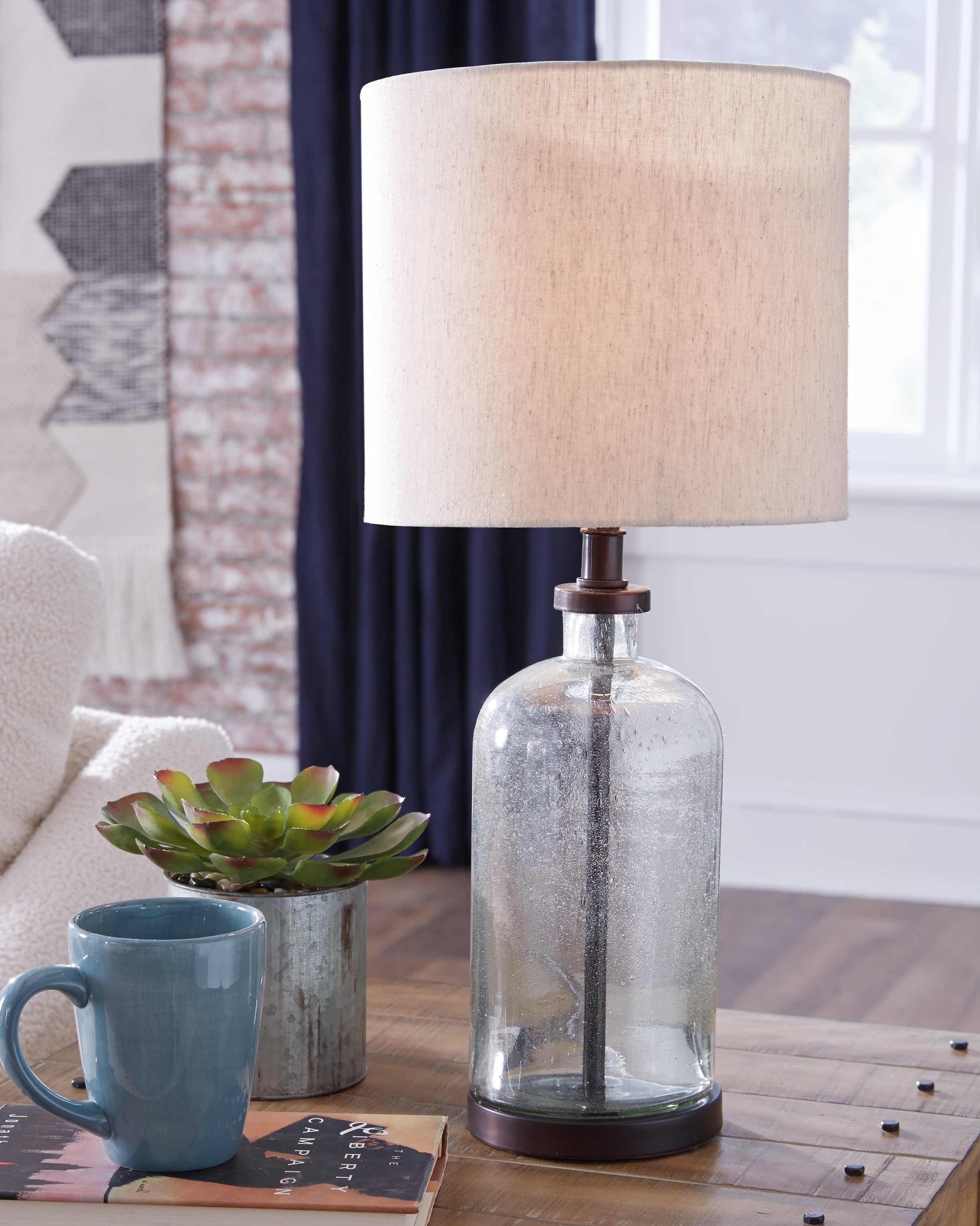 Family Deals Furniture - Ashley Furniture - Bandile Lighting - Table Lamp (Set of 2) / Clear/Bronze Finish - L430674X2