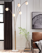Family Deals Furniture - Ashley Furniture - Taliya Lighting - Metal Arc Lamp (1/CN) / Champagne/White - L725119