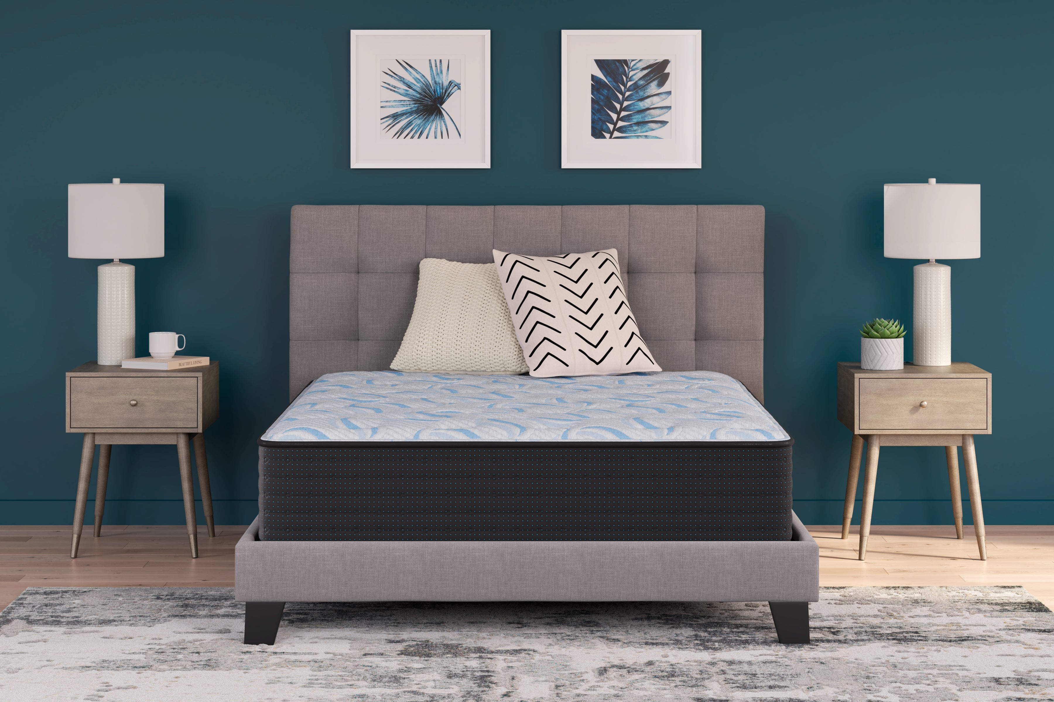 Family Deals Furniture - Ashley Furniture - Elite Springs Firm Mattresses - Queen / Gray/Blue - M40531